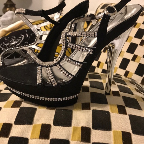 Rhinestone black platform stiletto - Picture 1 of 4